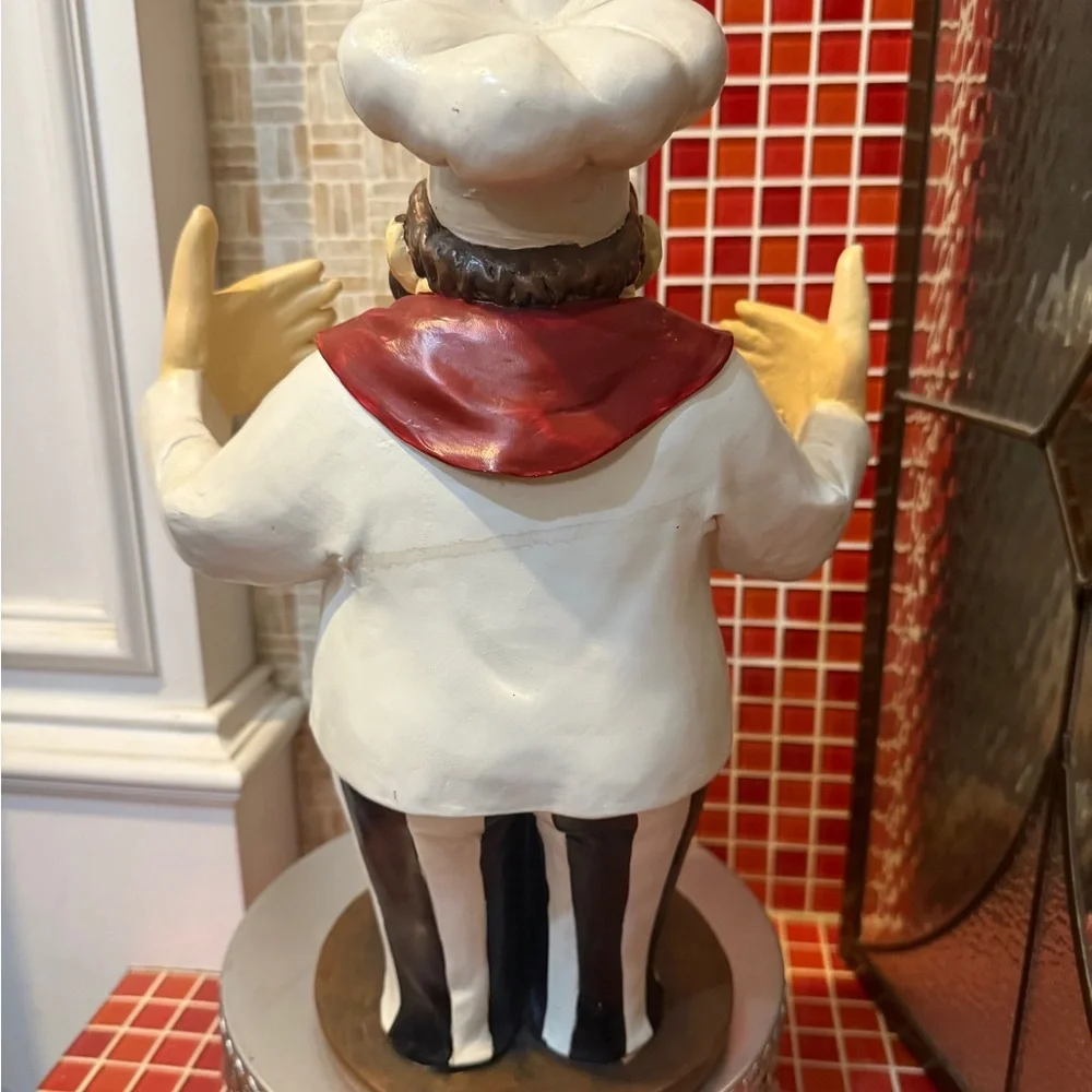 Vintage Polystone Kitchen Chef Wine Bottle Holder with Black and White Outfit